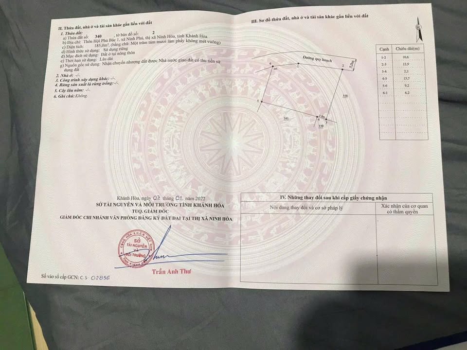 Lô đất thổ cư 379m² tại Thôn Hội Phú Bắc 1, Khánh Hòa - Giá chỉ 1.5 tỷ, thương lượng chính chủ!