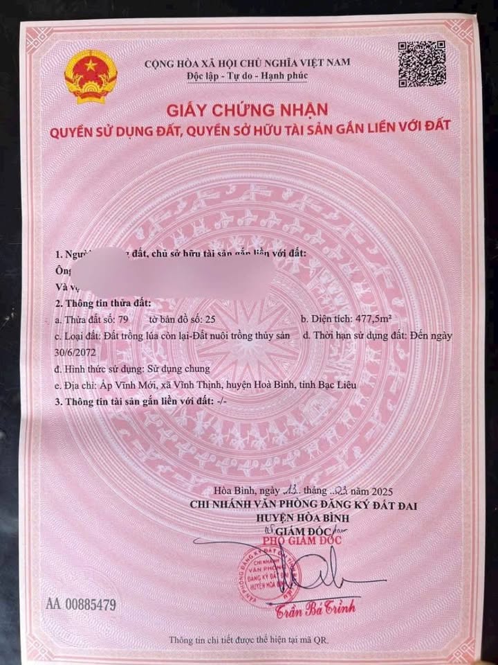 Đất nền ấp Vĩnh Mới, xã Vĩnh Thịnh, 252m² - Giá thỏa thuận hấp dẫn!