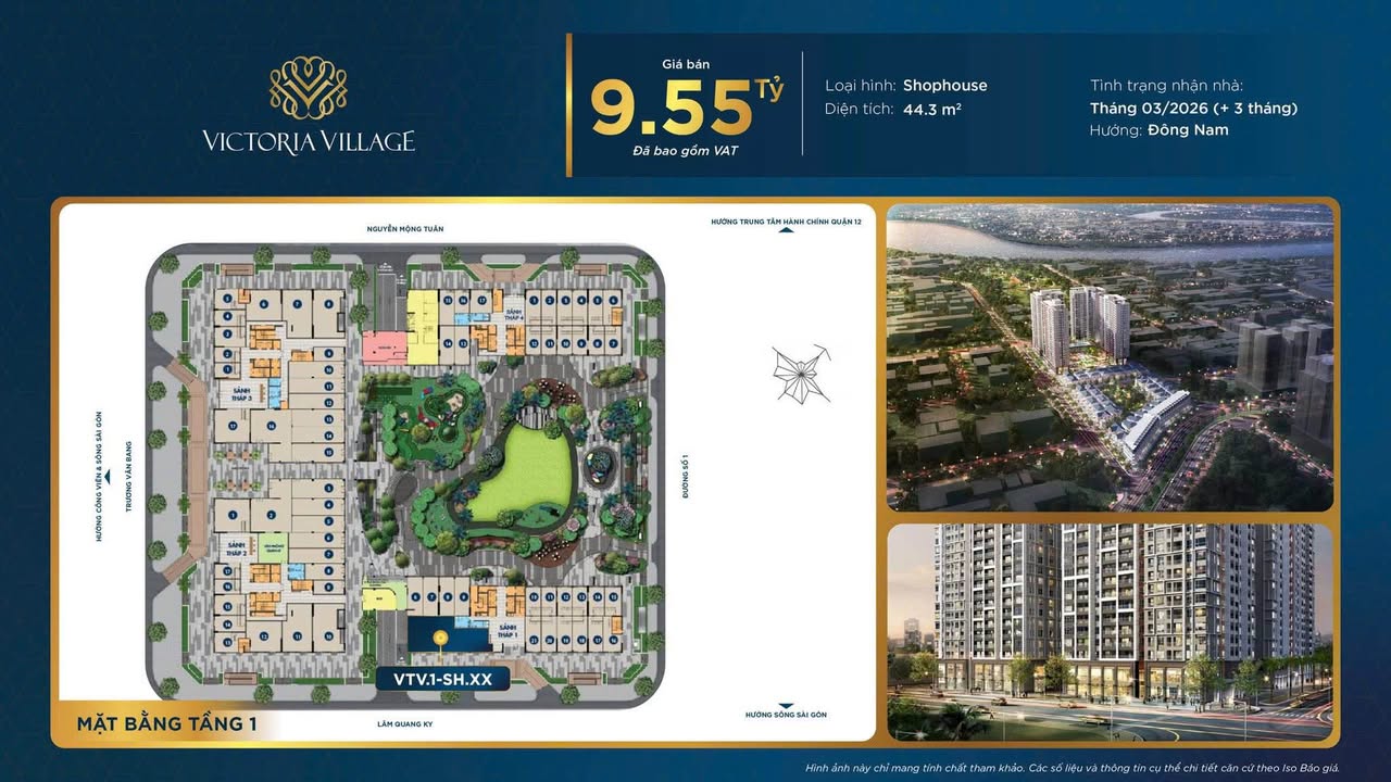 Shophouse Victoria Village Thủ Đức 44.3m² giá 9.55 tỷ - Đầu tư sinh lời ngay!