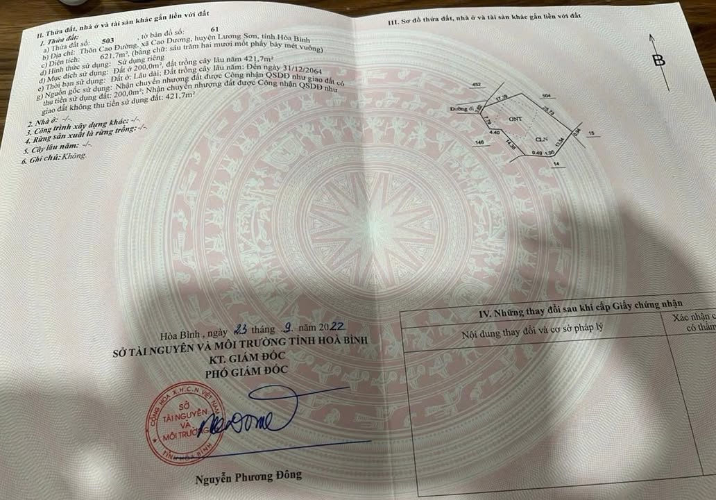 Đất nền chính chủ tại Lương Sơn, Hoà Bình 621,7m² giá 2.5 tỷ - Cơ hội đầu tư tuyệt vời!