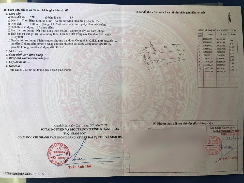 Đất thổ cư mặt tiền đường DT7, Ninh Thọ, Ninh Hòa 150m² giá 1.05 tỷ - Đầu tư sinh lời ngay!