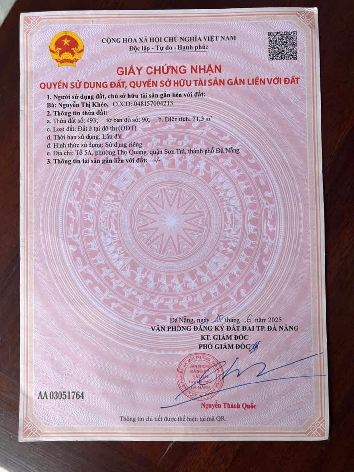 Đất nền kiệt ô tô Trần Quang Khải 71m² giá 3.85 tỷ - Hướng Đông, đầu tư sinh lời!