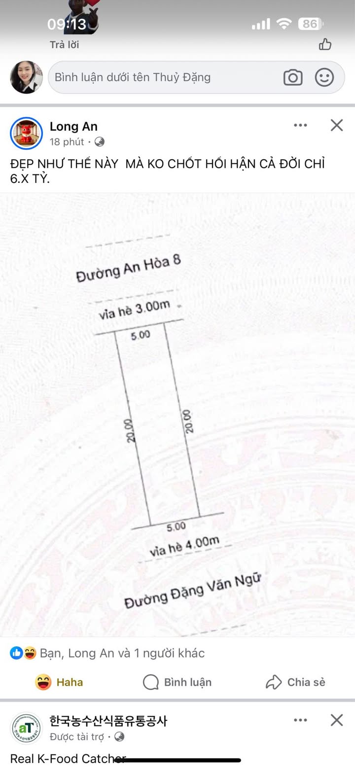 Bán đất 2 mặt tiền Đặng Văn Ngữ, Khuê Trung 100m² - Vị trí đắc địa gần công viên!
