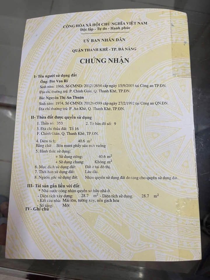 Nhà cấp 4 2 mặt tiền đường Ray, Thanh Khê 40,6m² giá 3,7 tỷ - Sẵn sàng vào ở!