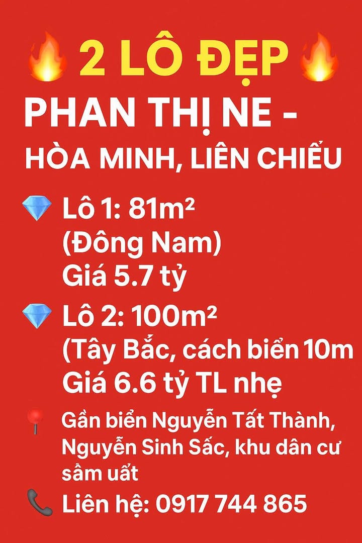 Đất đẹp đường Phan Thị Nể, Hòa Minh, Đà Nẵng - Giá chỉ 5.7 tỷ