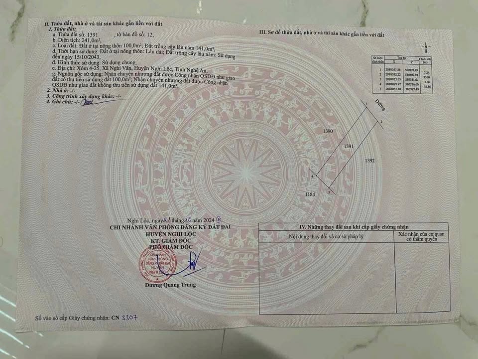 Đất nền tại xã Kiều Văn, huyện Nghi Lộc 240m² giá 800 triệu - Cơ hội đầu tư tuyệt vời!