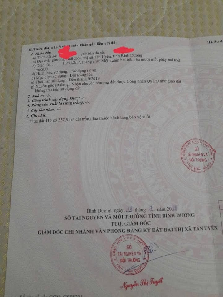 Đất nền nghỉ dưỡng Thái Hòa, Tân Uyên 1231m² giá 1.5 tỷ - Cơ hội đầu tư tuyệt vời!