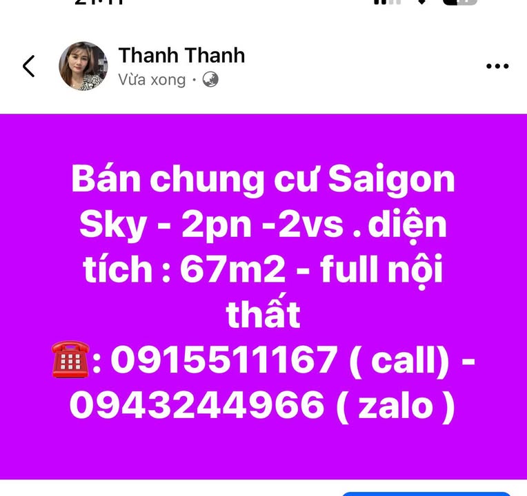 Chung cư Sài Gòn Sky Vinh 67m² - Thiết kế hiện đại, sẵn sàng vào ở!