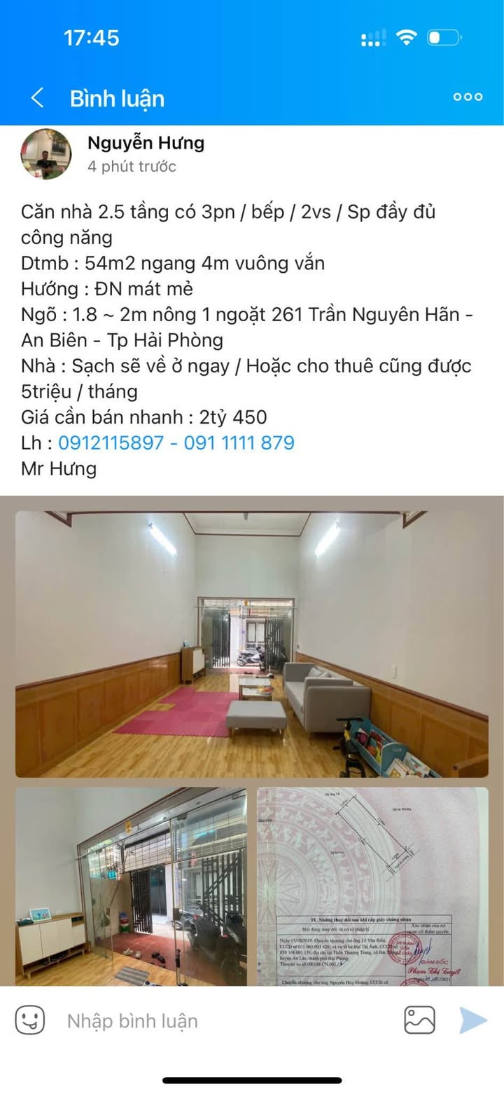 Nhà 2.5 tầng tại Trần Nguyên Hãn, Hải Phòng 54m² giá 2.45 tỷ - Sẵn sàng vào ở ngay!