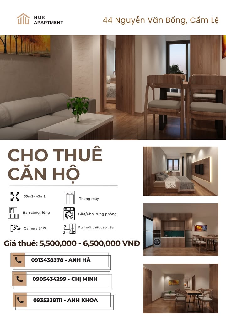 Cho thuê căn hộ studio 1 PN tại Cẩm Lệ Đà Nẵng - Nội thất cao cấp, giá chỉ từ 5.5 triệu!
