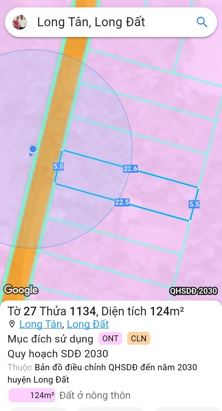 Đất nền Long Tân, Long Đất 124m² giá 800 triệu - Mặt tiền đường ô tô, đầu tư sinh lời!