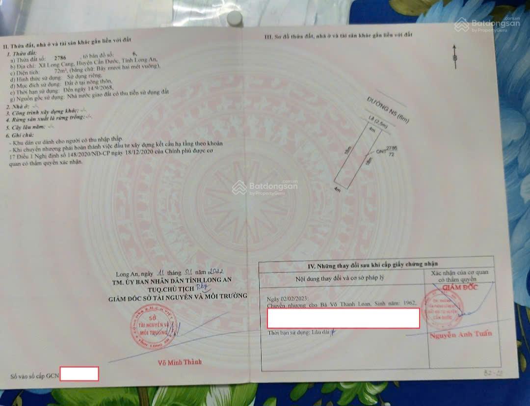 Đất nền dự án Long Cang 72m² giá 1 tỷ - Vị trí đắc địa thuận lợi