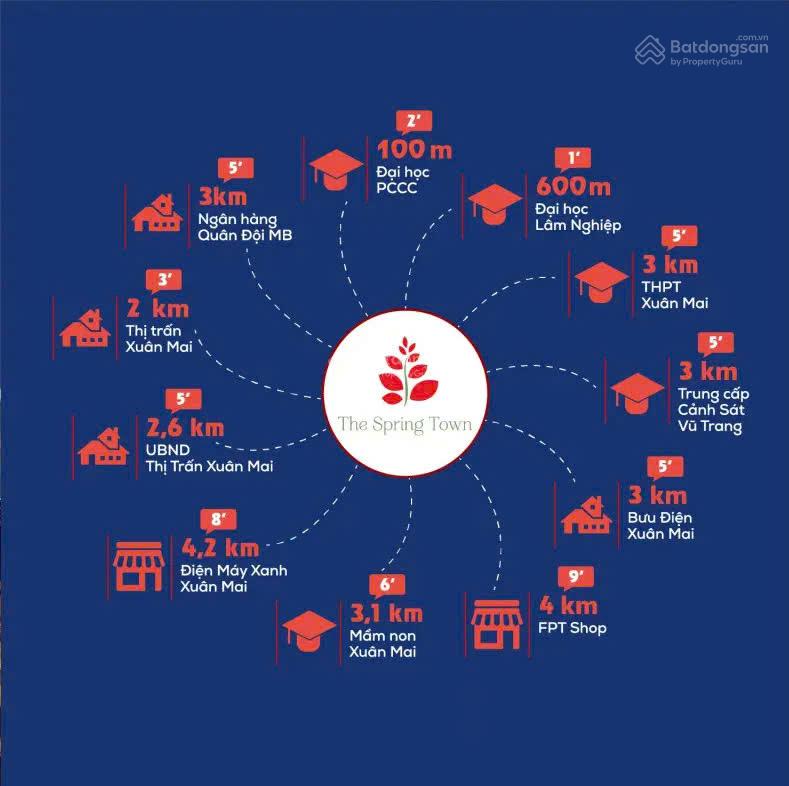 Bán đất nền dự án KĐT The Spring Town Xuân Mai 80m² giá cực chất chỉ 2x triệu/m²!