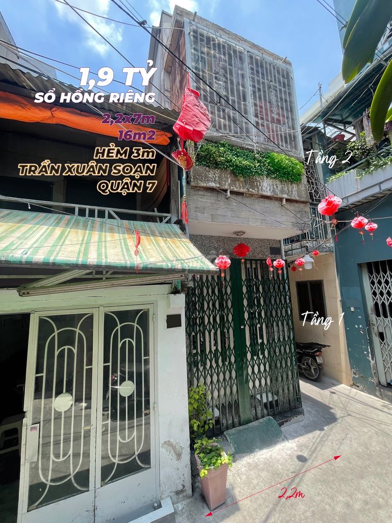 Nhà 2 tầng tại Trần Xuân Soạn, Quận 7, 16m² chỉ 1,9 tỷ - Sổ hồng riêng, gần trung tâm!