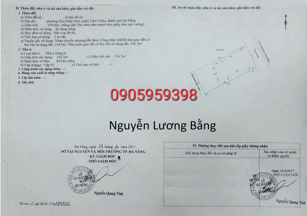 Nhà mặt tiền đường Nguyễn Lương Bằng, Đà Nẵng 259.4m² giá 15 tỷ - Vị trí kinh doanh lý tưởng!