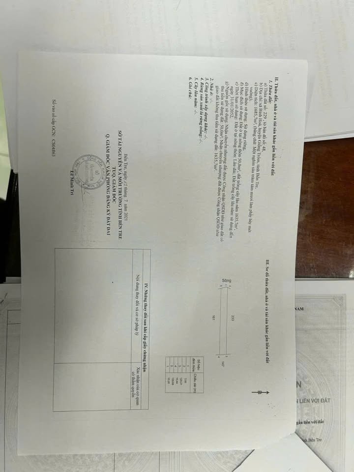 Đất vườn dừa 16860m² xã Bình Hòa, Giồng Trôm - Giá chỉ 589.1 triệu VND