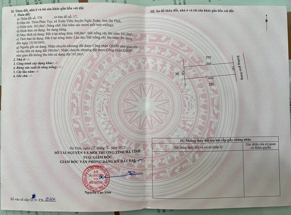 Lô đất thôn Phúc Tuy, xã Xuân Viên, 261m² chỉ 1.6 tỷ - Vị trí đẹp, đông dân cư!