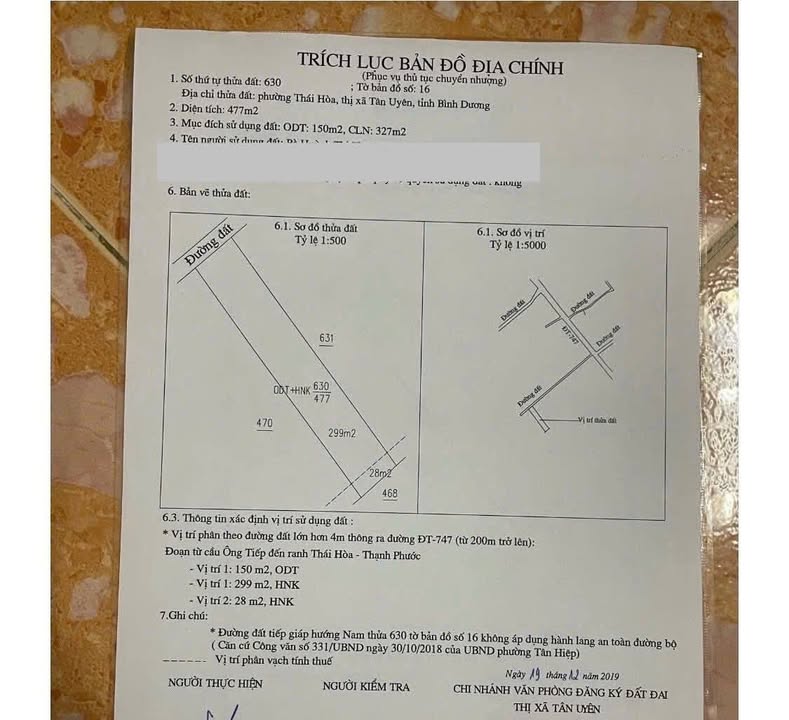 Đất thổ cư Thái Hòa, Tân Uyên 477m² giá 7.155 tỷ - Đầu tư sinh lời ngay!
