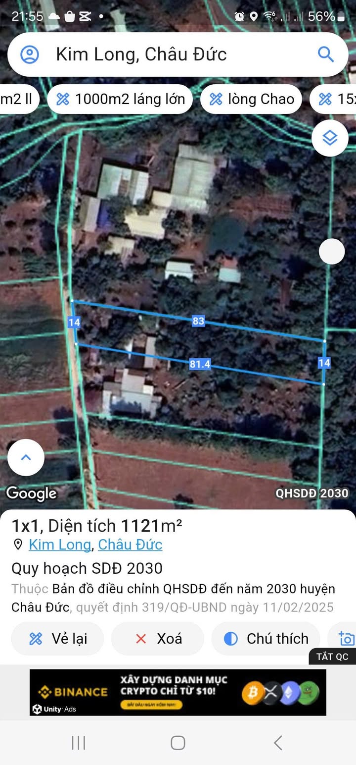 Đất nền Kim Long Châu Đức 1126m² giá 1.25 tỷ - Vị trí đẹp, tiềm năng phát triển!
