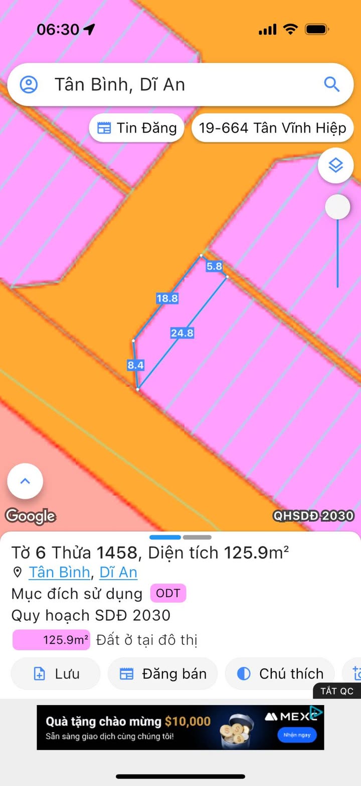 Đất góc 2 mặt tiền KDC Tân Bình Dĩ An 145m² giá 4.6 tỷ - Đầu tư sinh lời ngay!