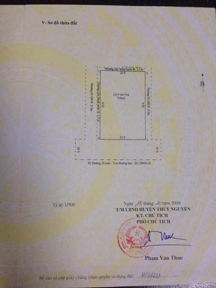 Đất nền Thủy Nguyên 726m² giá 20 tỷ - Cơ hội đầu tư siêu hiếm!