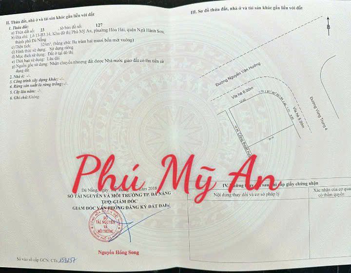 Bán đất lô góc 2 mặt tiền KĐT Phú Mỹ An, Đà Nẵng 324m² - Cơ hội đầu tư hấp dẫn!