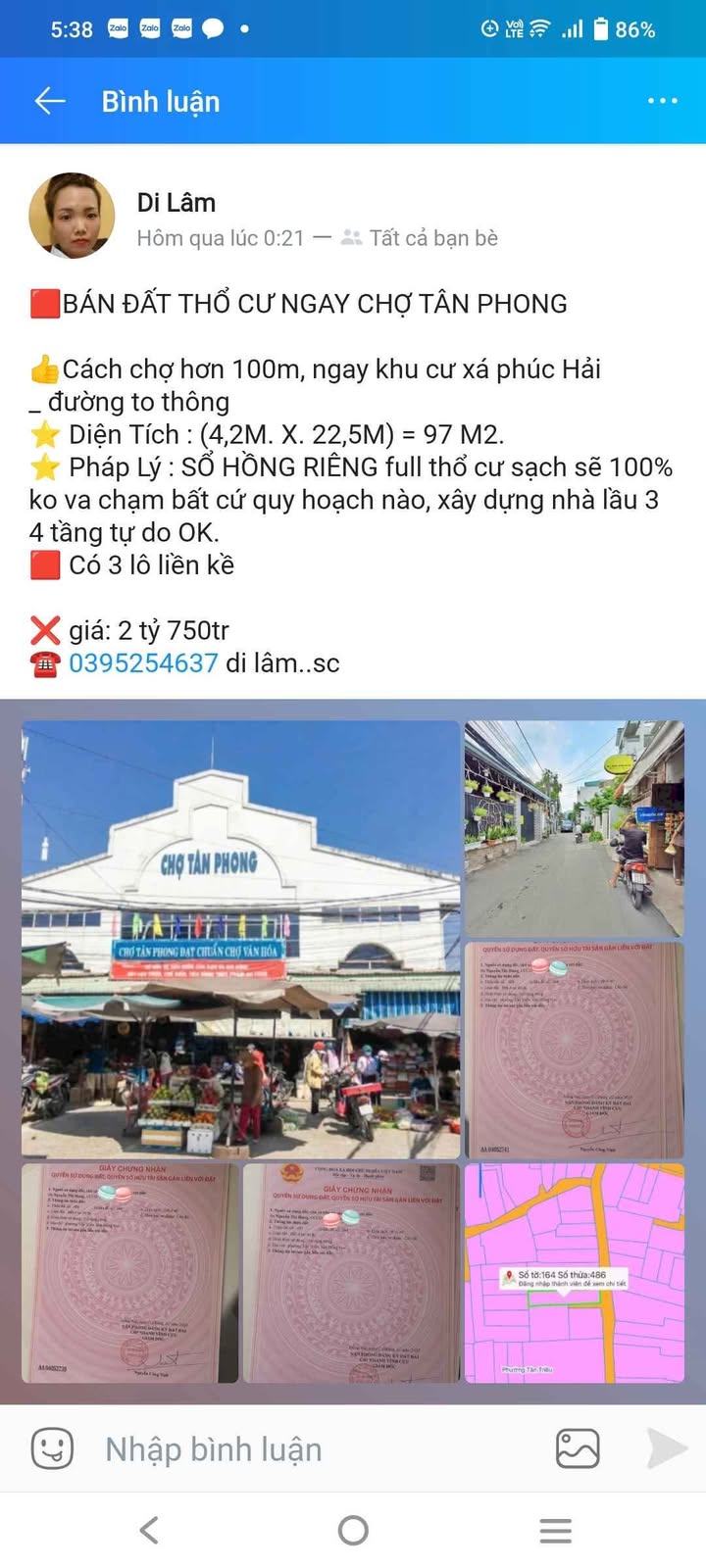 Đất thổ cư Tân Phong, 97m² giá 2.75 tỷ - Sổ hồng riêng, xây dựng tự do!