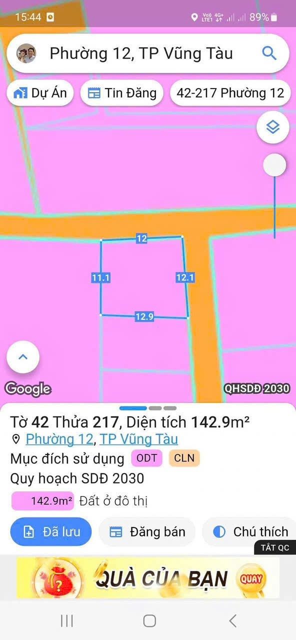 Đất thổ cư hẻm 15 Phước Thắng 143m² giá 3.5 tỷ - Đầu tư sinh lời ngay!