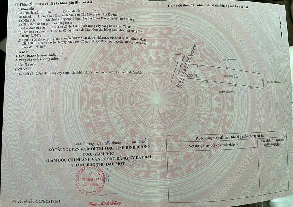 Đất thổ cư 525m² tại Phú Lợi, Thủ Dầu Một - Giá chỉ 10.5 tỷ!