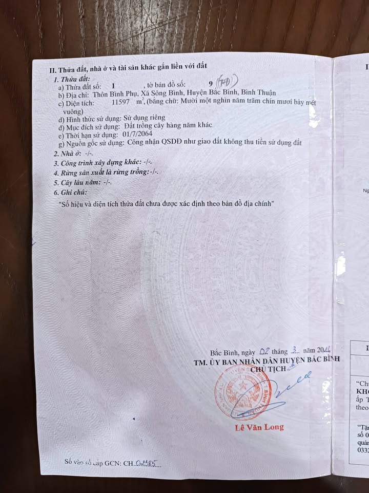 Đất Farm 12.000m² tại Xã Sông Bình, Bắc Bình - Giá chỉ 1.7 tỷ - Đầu tư ngay!