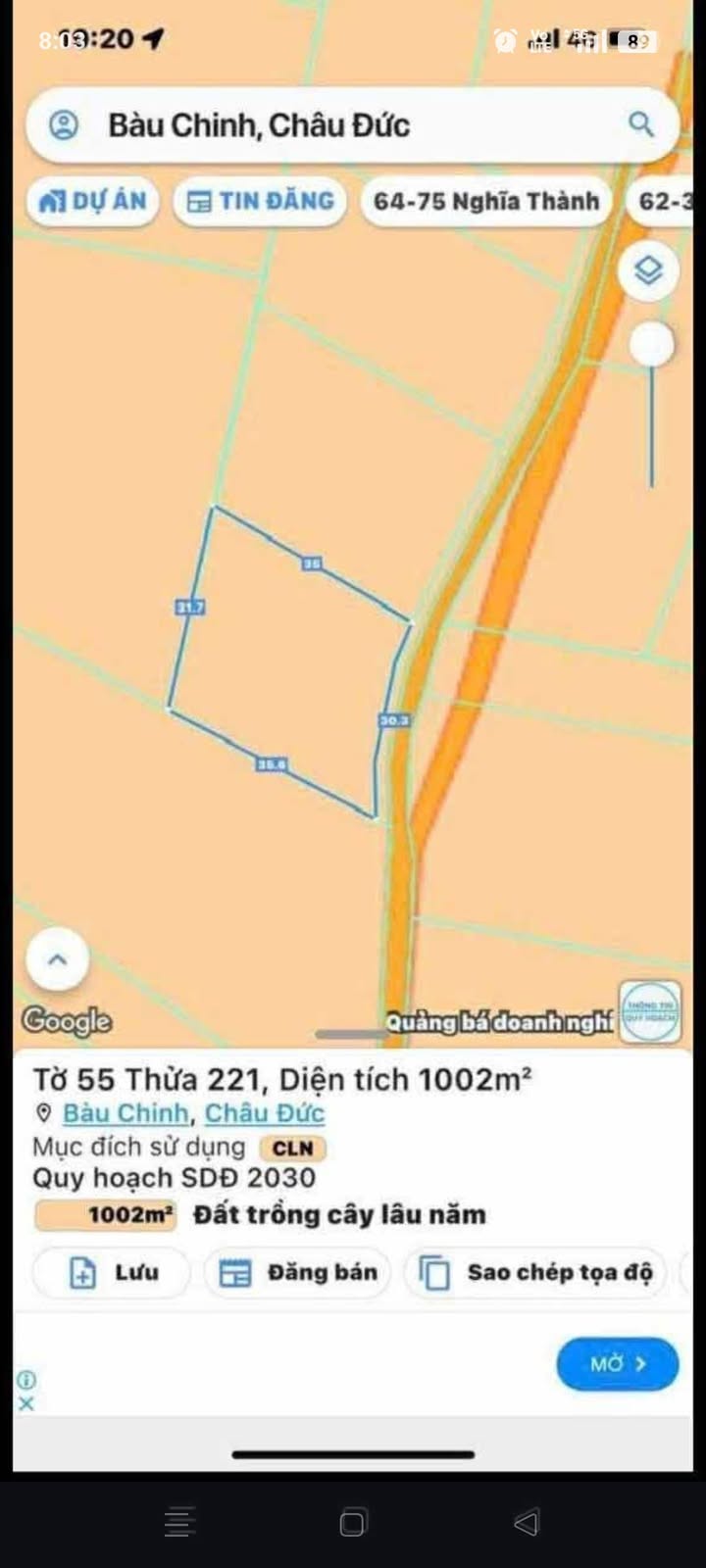 Đất nền Bàu Chinh, Châu Đức 1000m² giá chỉ 1.3 tỷ - Cơ hội đầu tư sinh lời!