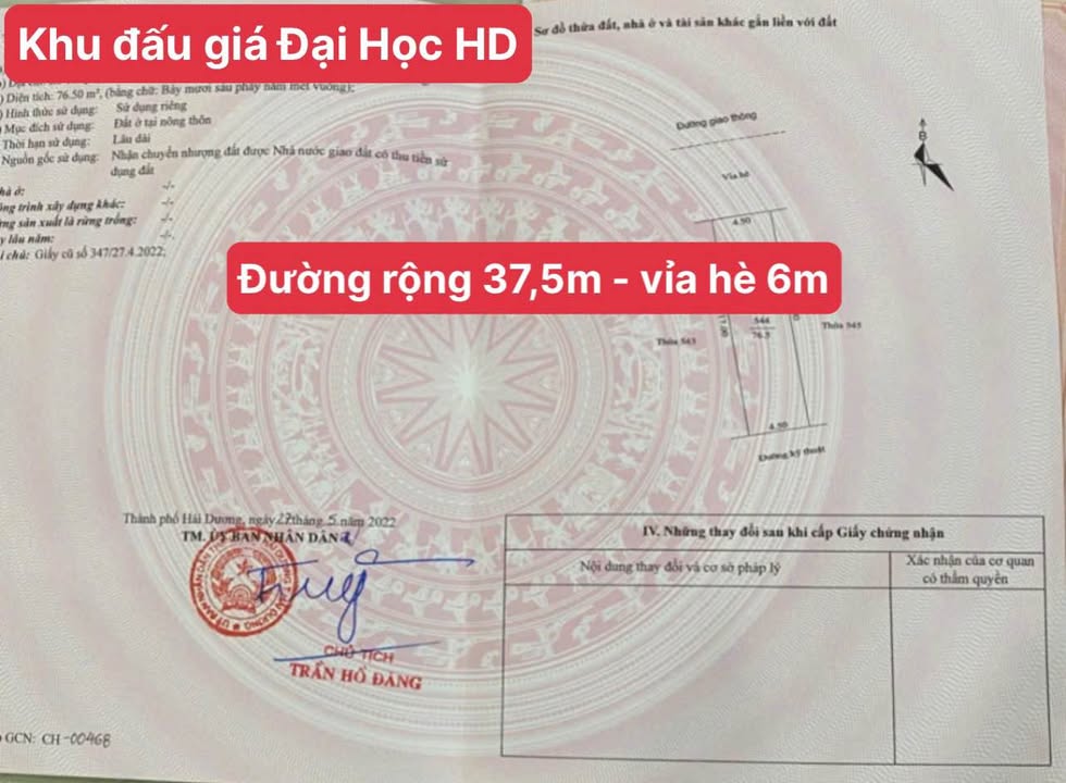 Đất nền trục đường đôi đẹp nhất khu Đấu Giá Hải Dương 76.5m² - Gần Đại Học và Aeon Mall!