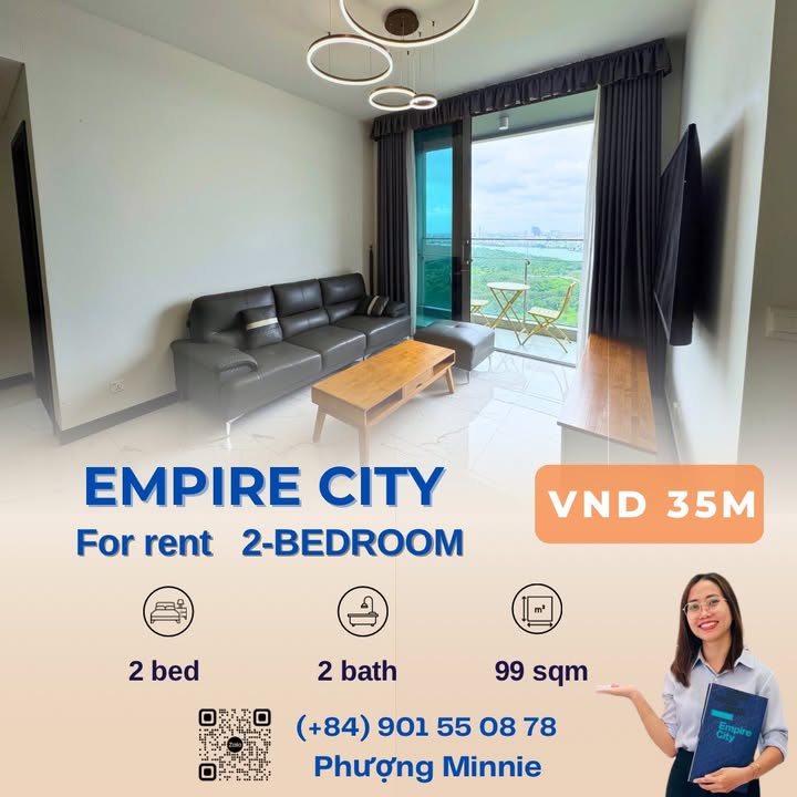 Căn hộ Empire City Thủ Thiêm 99m² giá 35 triệu - Full nội thất, view sông đẹp!