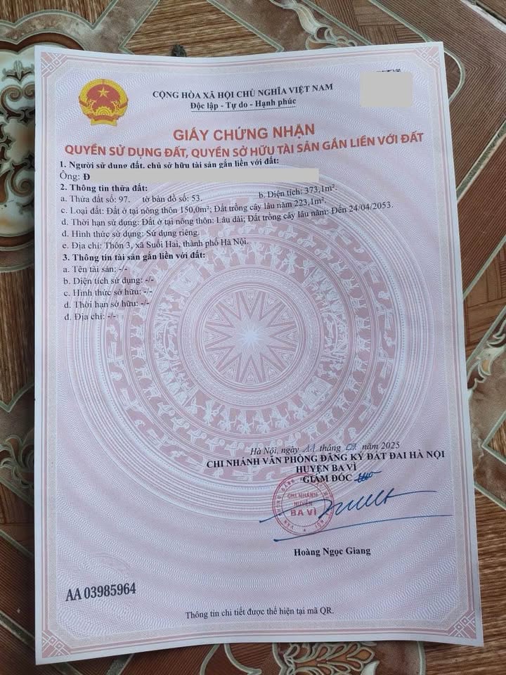 Đất nền thôn 3, xã Suối Hai, Ba Vì 12m² giá 2 tỷ - Cơ hội đầu tư hấp dẫn!