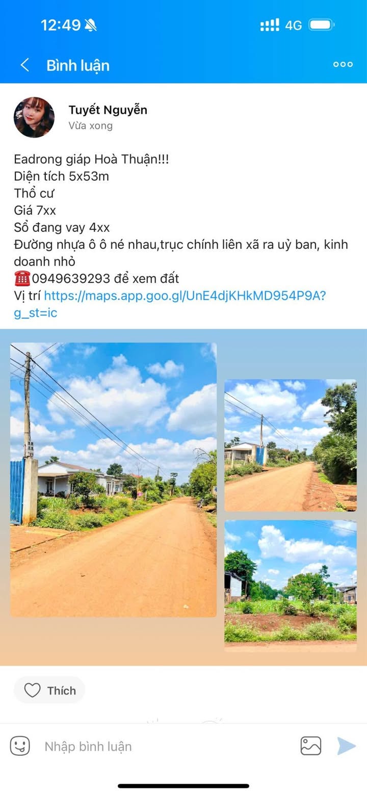 Đất thổ cư Hòa Thuận, Buôn Ma Thuột 265m² giá 700 triệu - Kinh doanh nhỏ, vị trí đẹp!