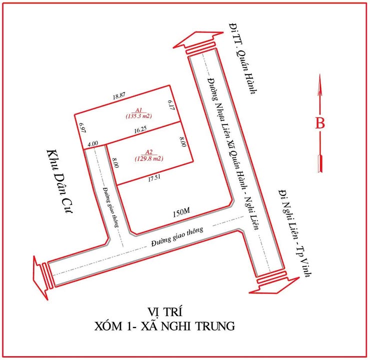 Đất nền Nghi Trung 135,3m² giá 800 triệu - Sổ đỏ chính chủ, ô tô vào tận nơi!