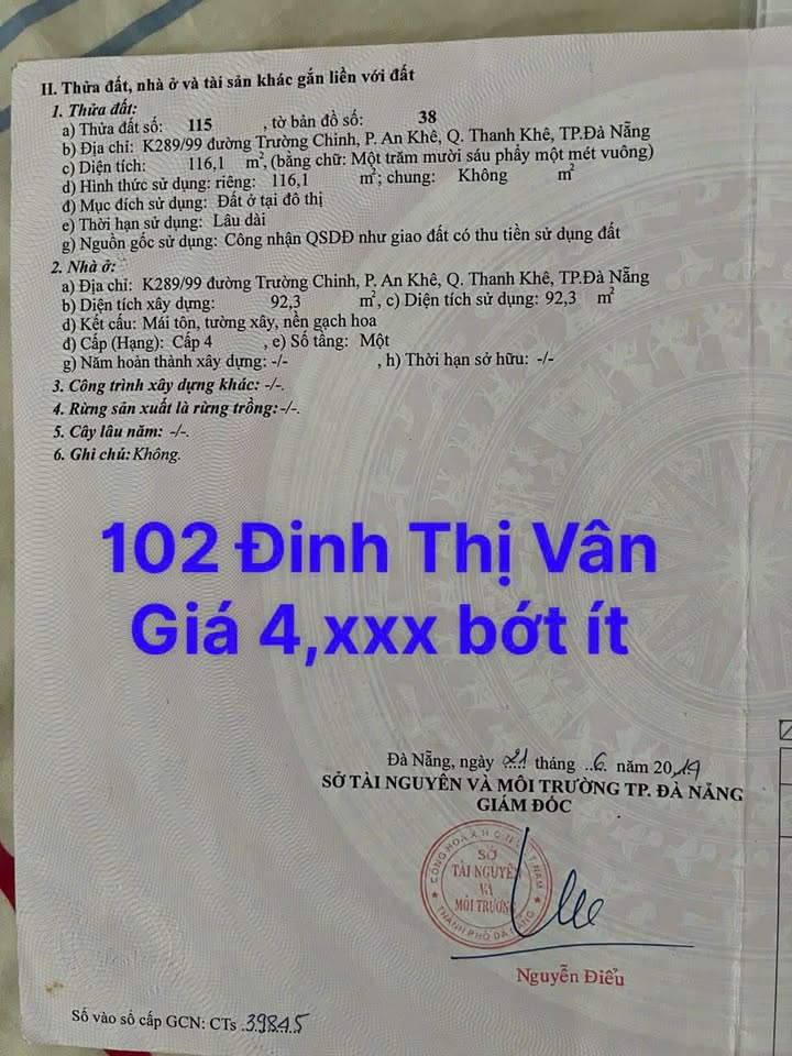 Nhà riêng Đinh Thị Vân, Cẩm Lệ 65m² giá 4 tỷ - Chính chủ, sổ đỏ sẵn!