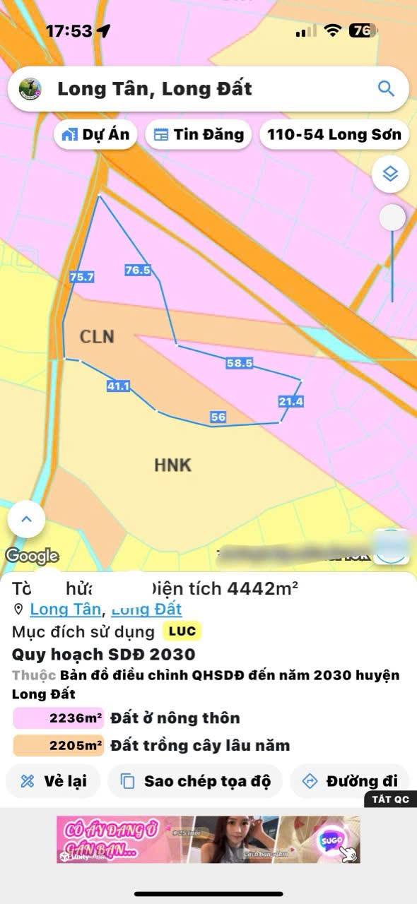 Đất nền Long Tân, Long Đất 12.350m² giá 900 triệu - Mặt tiền đường nhựa rộng rãi!