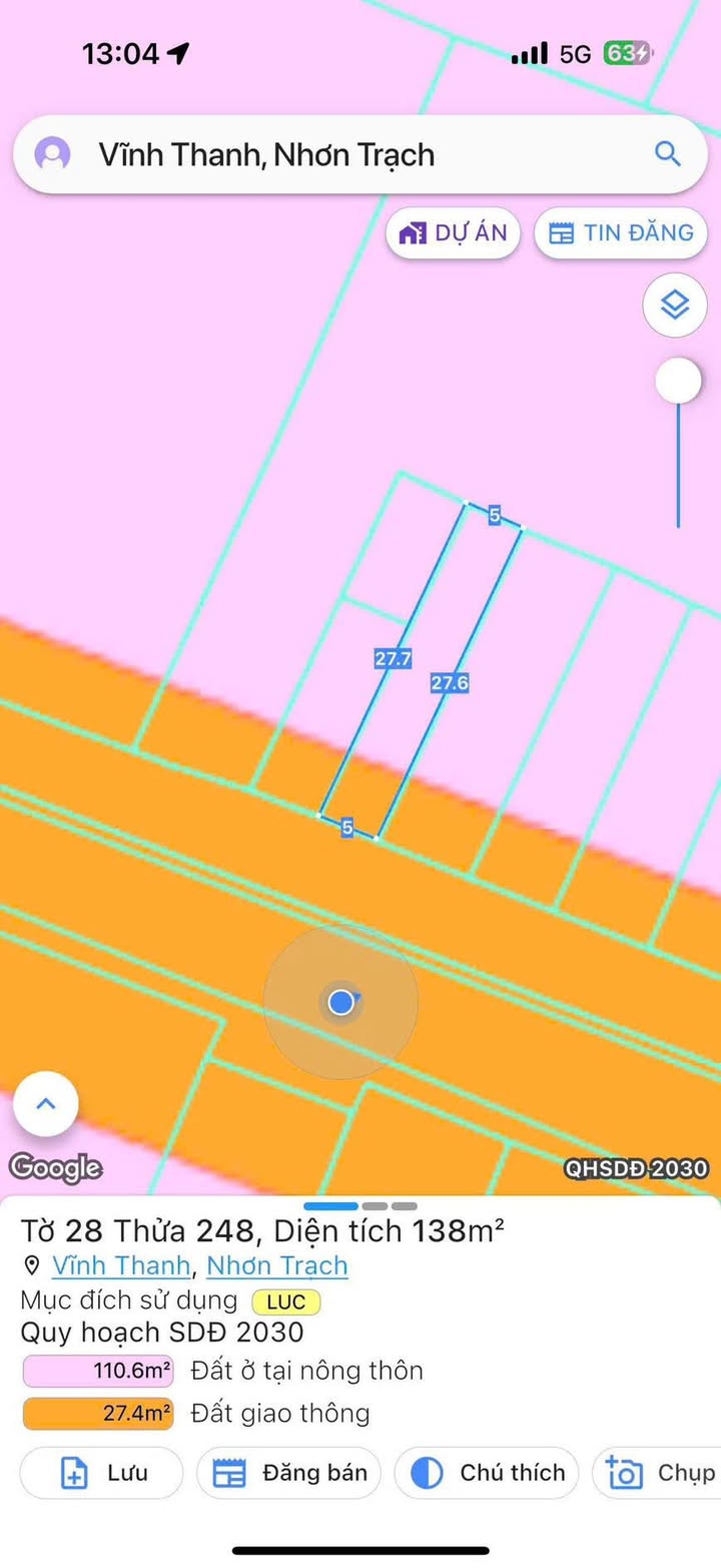 Đất nền mặt tiền Hùng Vương Nhơn Trạch 138m² - Giá tốt nhất khu vực!