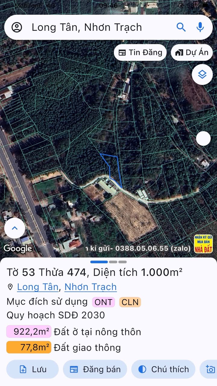 Đất nền Long Tân Nhơn Trạch 1000m² giá 8 tỷ - Cơ hội đầu tư hấp dẫn!