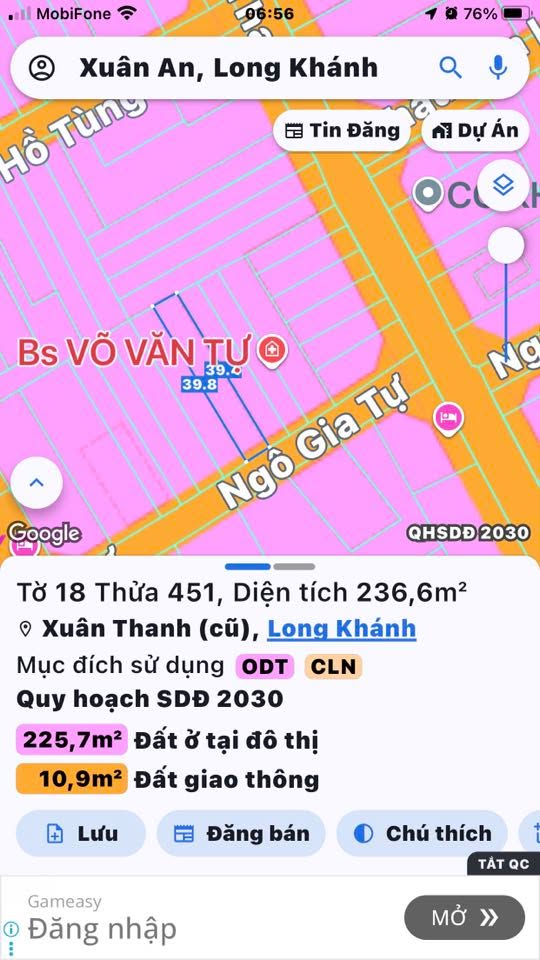 Đất nền Ngô Gia Tự Long Khánh 234m² giá 3 tỷ - Đầu tư sinh lời ngay!