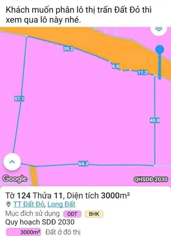 Đất nền 3.000m² trung tâm thị trấn Đất Đỏ - Đầu tư sinh lời cao!