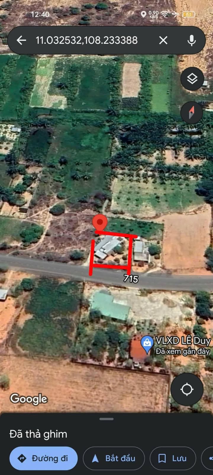 Bán đất mặt tiền đường 715, xã Hàm Đức, 492m² giá 1.1 tỷ - Cơ hội đầu tư tuyệt vời!