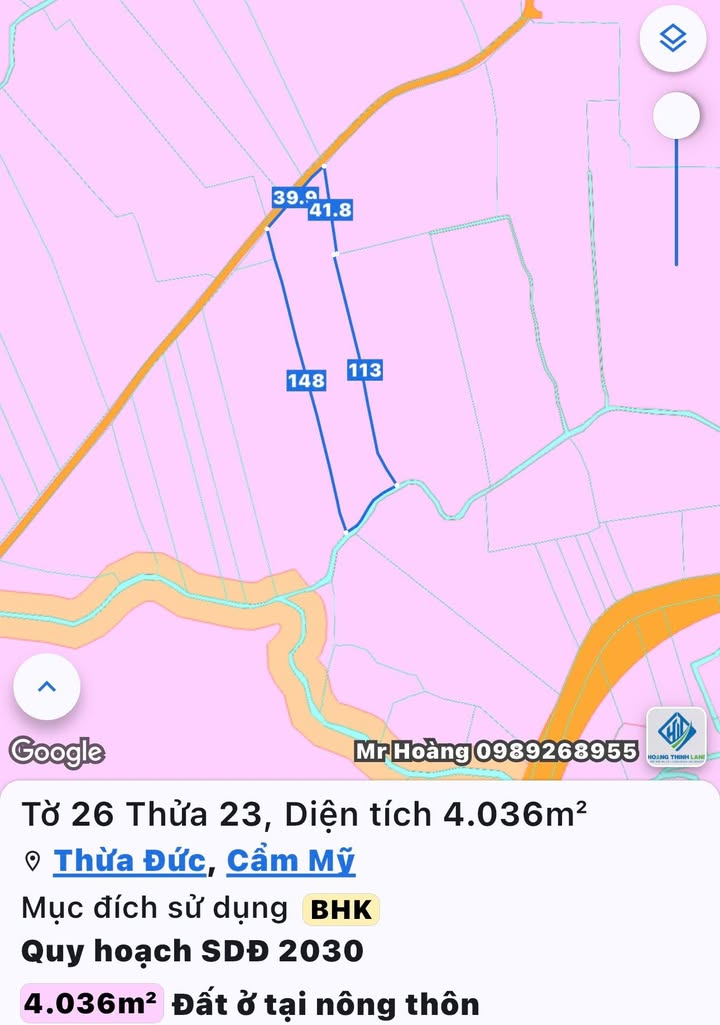 Đất nền 4.036m² Thừa Đức, Cẩm Mỹ, Đồng Nai chỉ 4.7 tỷ - Đầu tư sinh lời cao!