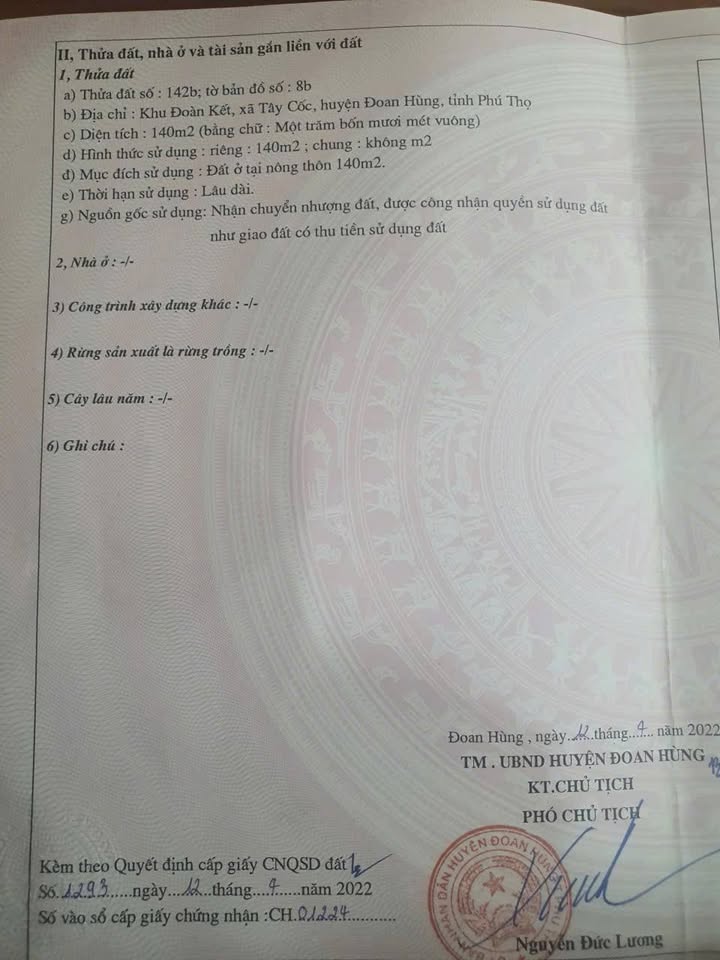 Đất thổ cư 140m² tại xã Tây Cốc, Đoan Hùng - Địa điểm kinh doanh sầm uất!