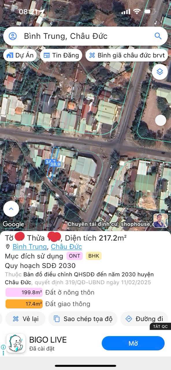 Đất nền Châu Đức, Bà Rịa - Vũng Tàu 228m² giá 3.3 tỷ - Mặt tiền đường nhựa kinh doanh sầm uất!