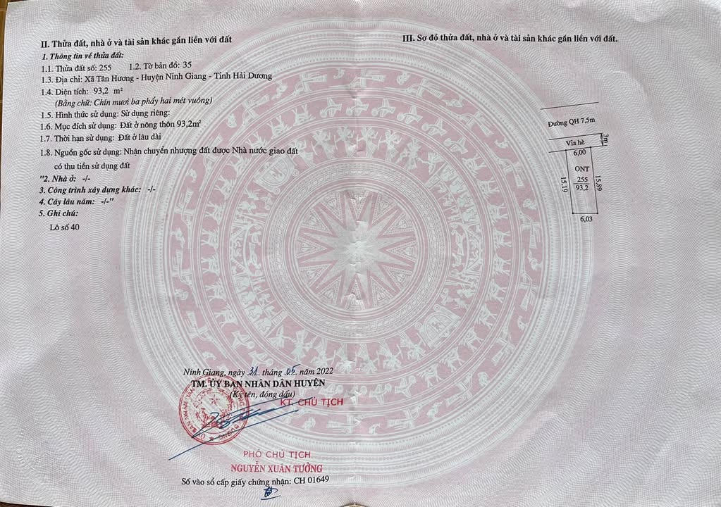 Đất đấu giá xã Vĩnh Lại, Hải Phòng 93.2m² giá 1.1 tỷ - Sổ đỏ chính chủ!