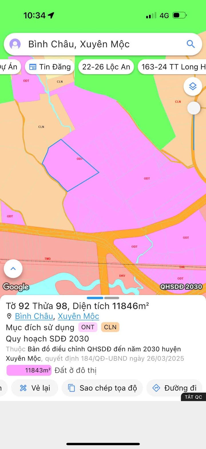 Đất chính chủ xã Bình Châu, Xuyên Mộc 11.846m² giá 22 tỷ - Cơ hội đầu tư hấp dẫn!