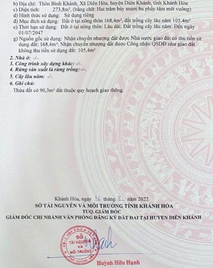 Lô đất Diên Lạc - Diên Khánh, 237.8m² giá 1.399 tỷ - Bán nhanh chính chủ!