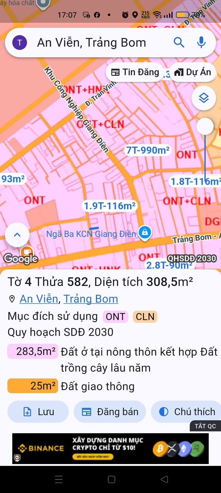 Đất nền An Viễn Trảng Bom 306m² giá 2.9 tỷ - Sổ đỏ chính chủ